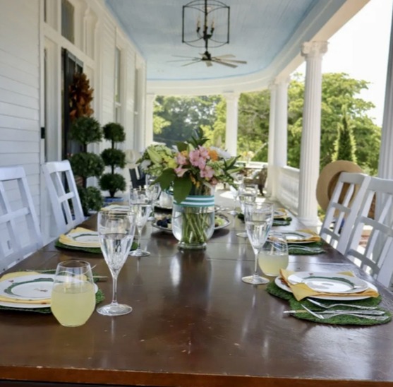Table set on the porch
